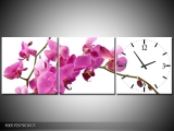 Moderní obraz s hodinami 90x30 cm třídílný, hodiny vpravo  KAF005795F9030CR