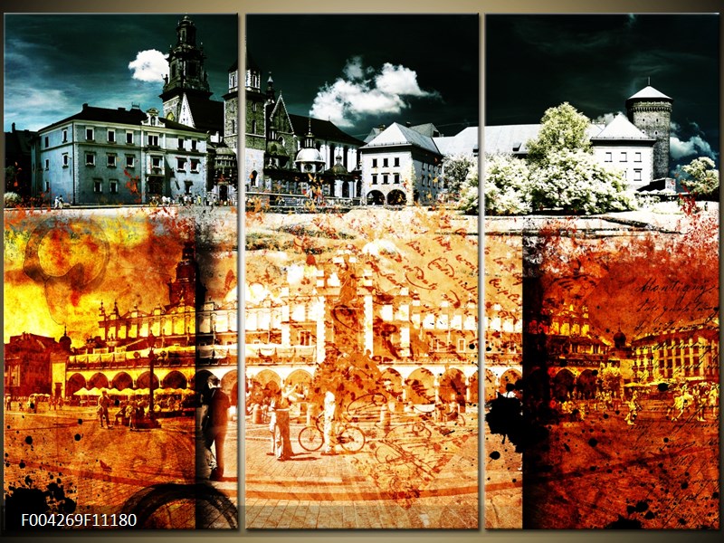 Vícedílný moderní obraz na stěnu, třídílný 111x80 cm