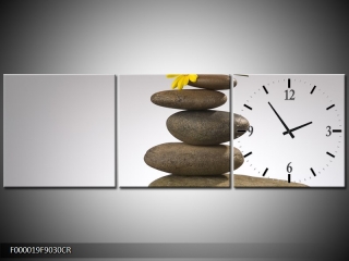 Moderní obraz s hodinami 90x30 cm třídílný, hodiny vpravo  KAF000019F9030CR