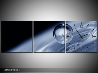 Moderní obraz s hodinami 90x30 cm třídílný, hodiny vpravo  KAF000038F9030CR